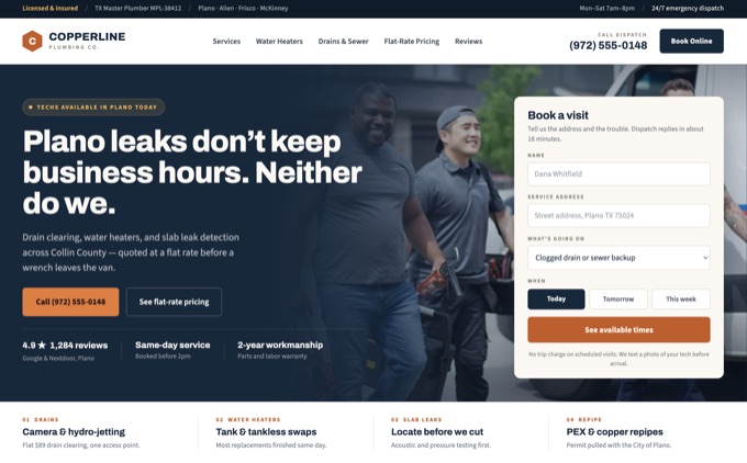 Plumbing company site rebuild