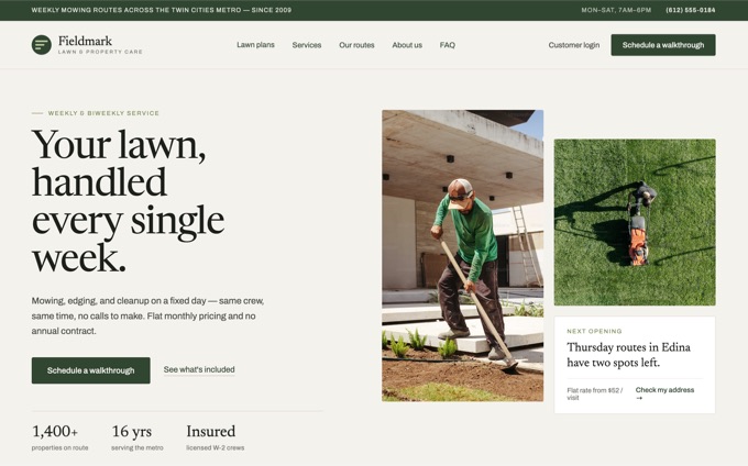 Lawn care company site rebuild